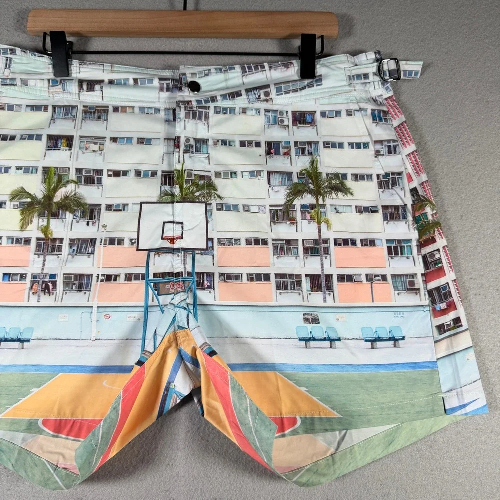 Rwenzori Mens Urban Basketball‎ Court Photo Print Graphic Shorts 36 Multicolor